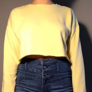 Forever 21 Cropped Yellow Crewneck Top